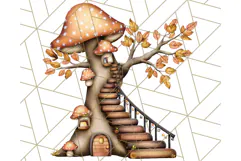 Fall Fairy House Clipart PNG, Autumn Homes and Decor Product Image 3