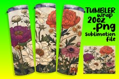 Retro Floral Design Tumbler Wrap - 20oz Collection Product Image 1