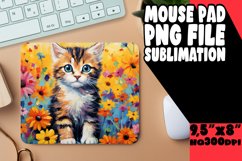 Adorable Kitty in Flowers Mouse Pad Design PNG Product Image 1
