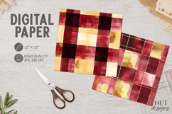 Burgundy Gold Digital Paper Christmas Watercolor background Product Image 1