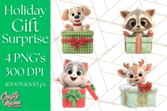 Christmas Characters in Gift Boxes PNG Clipart Product Image 1