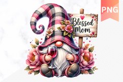 Blessed mom Sublimation Gnome - PNG Design Product Image 1