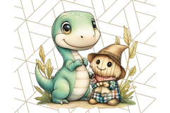 Fall Dinosaur PNG Clipart with Autumn Elements, Cute Dino Product Image 3