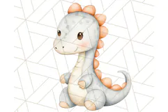 Cute Pastel Dinosaur Clipart PNG for Nursery Art, Baby Decor Product Image 3