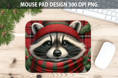 Christmas Raccoon Mouse Pad Sublimation - Animal PNG Design Product Image 1