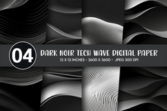 Dark Noir Tech Wave Digital Paper Product Image 1