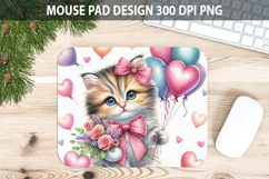 Watercolor Cat Mouse Pad Sublimation - Valentines Png Product Image 1