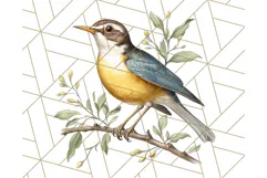 Vintage Song Bird Clipart PNG, Botanical Bird Art Clip Art Product Image 3