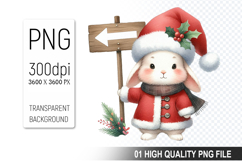 Christmas Bunny in Santa Outfit Clipart, High-Quality PNG Product Image 1