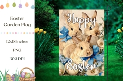 Vintage Easter Garden Flag Print, Funny Bunny Garden Flag Product Image 1