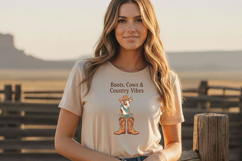 Boots Cows and Country Vibes Png Western Cowgirl Sublimation Product Image 1