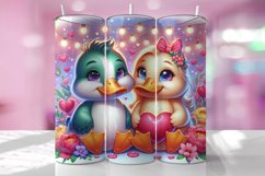 Valentine's Day Duck Couple Tumbler Wrap Sublimation Design Product Image 1