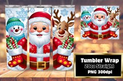 Cartoon Santa Christmas Tumbler Wrap Sublimation 20oz Product Image 1