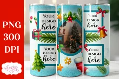 Merry Christmas Photo tumbler wrap for sublimation 20oz Product Image 1