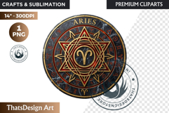 Aries Alchemical Zodiac Clipart Magic Horoscope Coin PNG Product Image 1