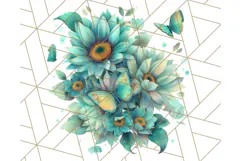 Sunflower and Butterfly PNG Clipart, Bright Jewel Tones Png Product Image 3