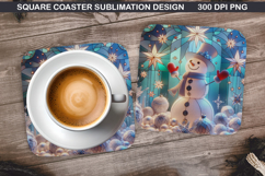Snowman Coaster Sublimation, Christmas Coaster PNG Design Product Image 1