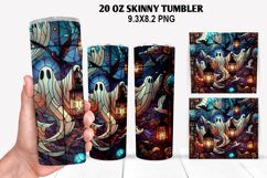 Ghost Skinny Tumbler 20oz Wrap Design, Halloween Tumbler PNG Product Image 1