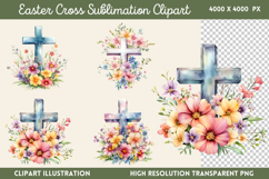 Easter Cross Sublimation Clipart PNG Product Image 1