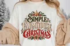 Simple Farmhouse Christmas Typography PNG - Country Rustic Product Image 1