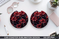 Flowers Car Coaster Sublimation| Flowers Coaster PNG Design Product Image 1