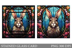 Stained Glass Bunny Card. Bunny Stained Glass Card Design Product Image 1
