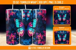 3d Cute Butterfly Tumbler Wrap Designs, Sublimation Wrap Product Image 1