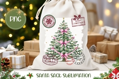 Watercolor Christmas Tree Santa Sack Design, Christmas PNG Product Image 1