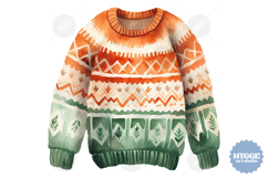Watercolor Christmas Sweater PNG Sublimation Product Image 1