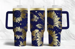 40oz Tumbler laser svg wrap|Sunflowers and Butterflies Product Image 1