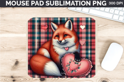 Watercolor Foxes Mouse Pad Sublimation - Valentines PNG Product Image 1