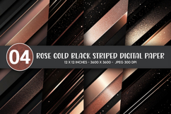 Rose Gold Black Striped Digital Paper Product Image 1