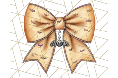 Muted Halloween Bow Clipart, Fall Ribbon PNG Autumn Hair Bow Product Image 3