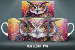 3D Owl Mug Wrap Sublimation Designs|Impasto Painting Mug Wra Product Image 3