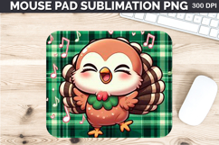 Watercolor Turkey Mouse Pad Sublimation - Thanksgiving PNG Product Image 1