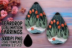 Sublimation Floral 3D Teardrop Earrings Hole Design Product Image 1