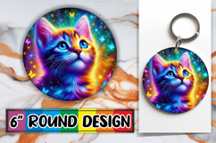 Sweet Keychain Round Design PNG, Cat Product Image 1