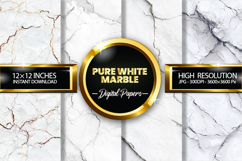 Pure white marble Digital Papers - 04 variations Product Image 1