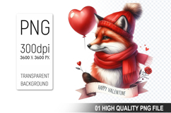 Cute Dog Clipart PNG, Valentine&#039;s Day Animal PNG File Product Image 1
