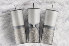 Glitter Snowflakes Bow Silver Gray Faux 20 oz tumbler wrap Product Image 1