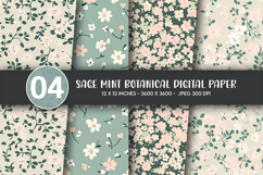 Sage Mint Botanical Digital Paper Product Image 1