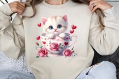 Watercolor Valentine Cat Love Clipart PNG Product Image 1