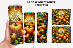 Pumpkins Skinny Tumbler 20oz Wrap Design, Halloween Tumbler Product Image 1