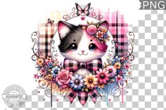 Cat With Flowers Sublimation - Clipart PNG Design Product Image 1