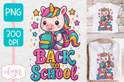 Back to school shirt PNG, Cute unicorn sublimation design Product Image 1