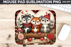 Watercolor Squirrel Mouse Pad Sublimation - Valentines PNG Product Image 1