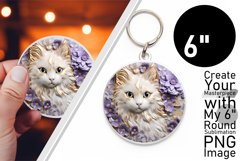 Round Cat Elegance Unleashed: Glossy Sublimation Product Image 1