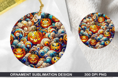 Pumpkin Stained Glass Ornament PNG, Digital Download File Product Image 1