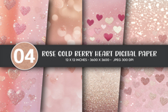 Rose Gold Berry Heart Digital Paper Product Image 1