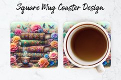 Florals Books Mug coaster | Coaster | Sublimation Design Product Image 1